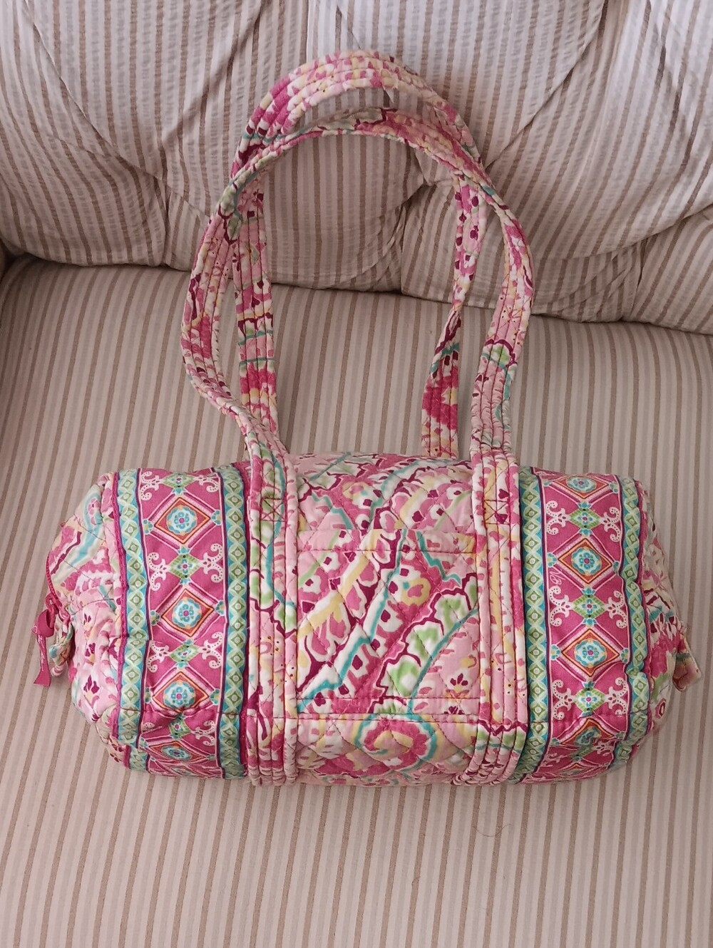 Quilted Floral Pink Capri Melon Shoulder Bag - Picture 6 of 10